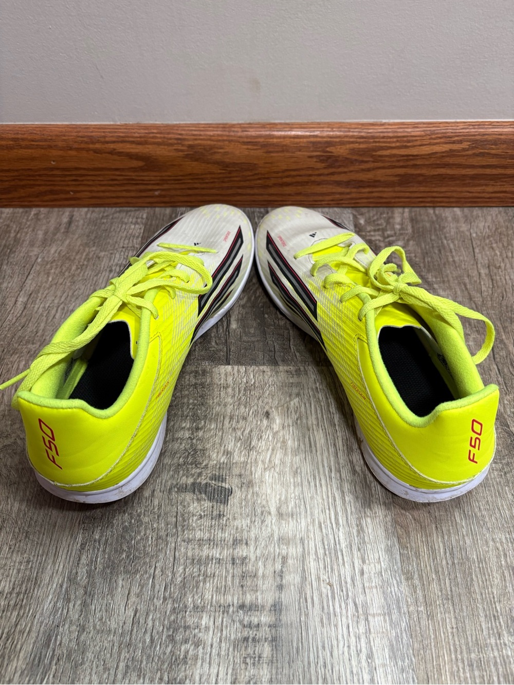 adidas Men's Neon Yellow and White Athletic Shoes